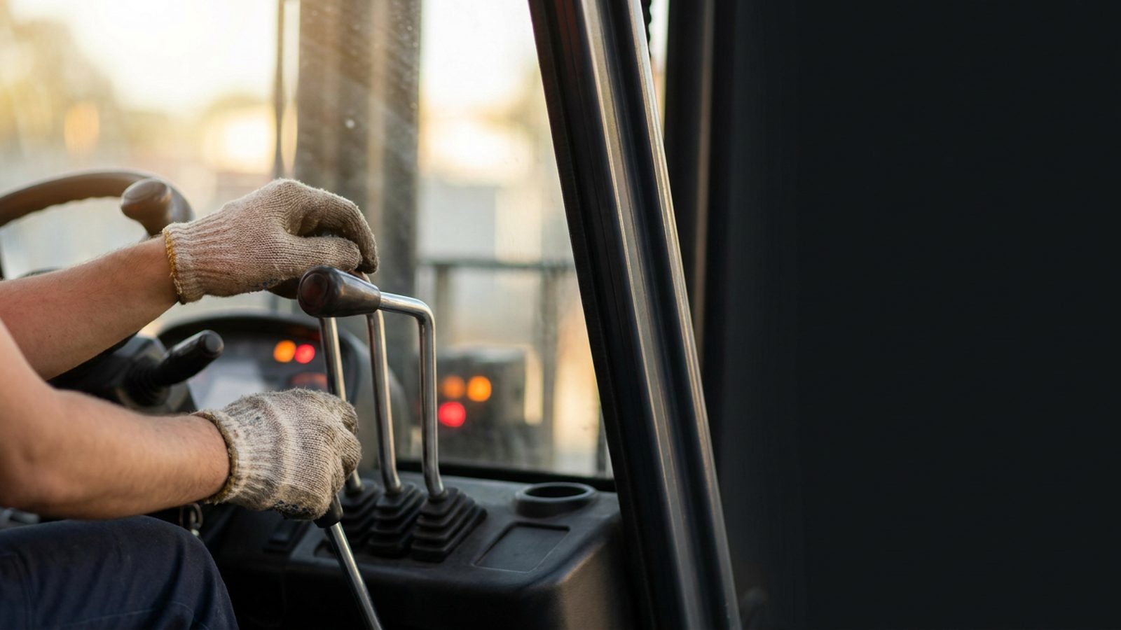 Hydraulic control lever drill during a forklift training course in Perth.