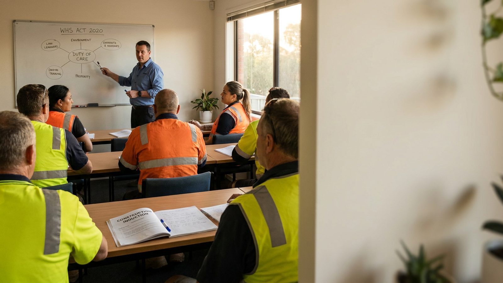 White card induction briefing room in Perth.