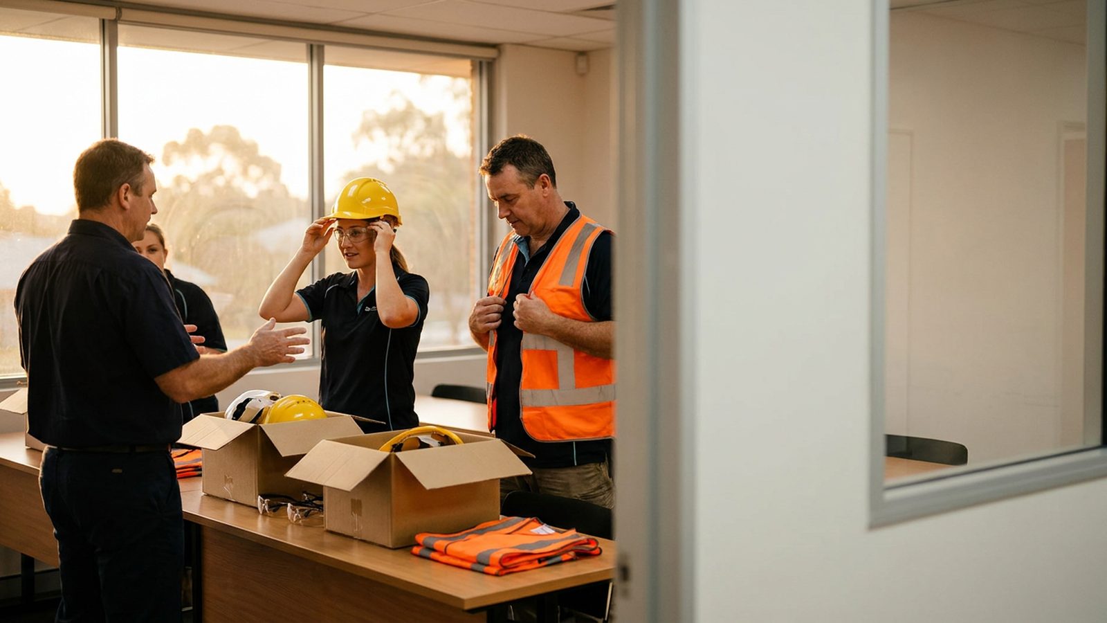 White Card Training PPE Fitment PPE fitment scenario during white card training in Perth.