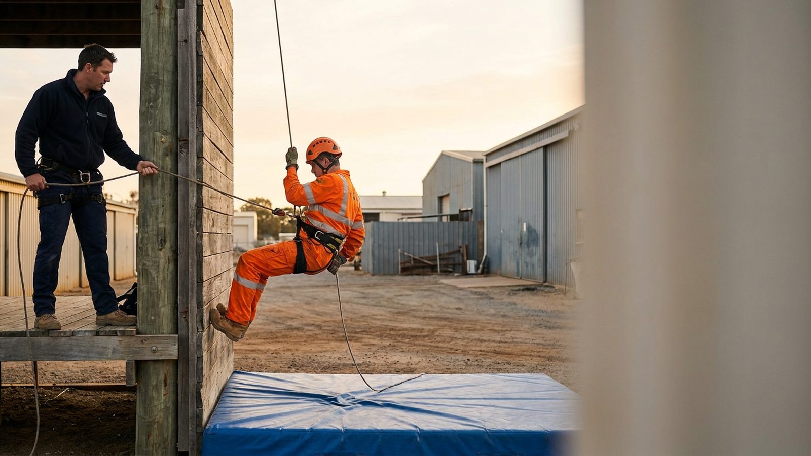 Controlled rescue descender drill for the working at heights ticket Perth.