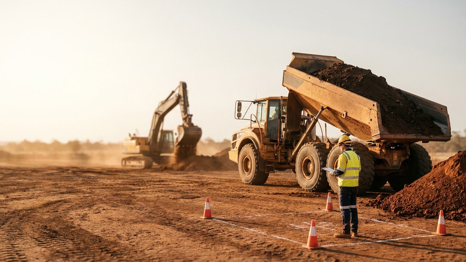 Loading and tipping cycle observed during haul truck training in Western Australia.