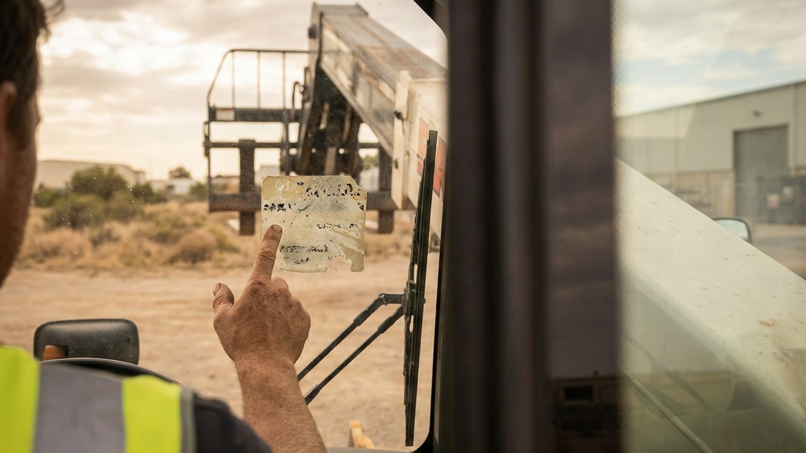 Load chart reference check in the cab during telehandler ticket training in Perth.